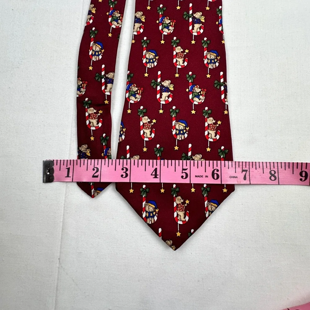 Christmas Tie Necktie Holiday Teddy Bear Candy‎ Cane Silk by Croft and Barrow